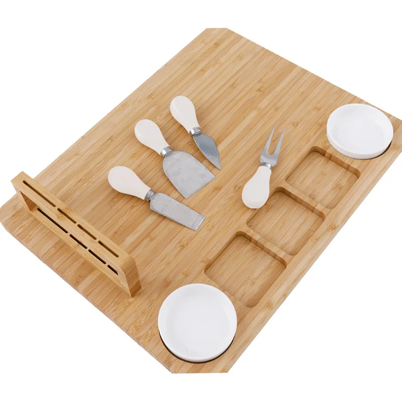 

CL352 Cheese Board Cutlery Knife Set With Slide Out Drawer Kitchen Cooking Tools Cheese Cutting Board Bamboo Cheese Board Set