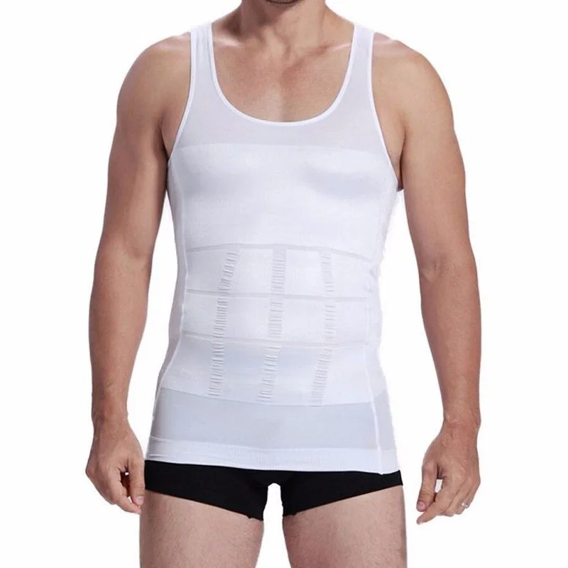 

Men's Slimming Body Shapewear Corset Vest Tummy Waist Vest Lose Weight Shirt Men's Elastic Sculpting Vest, Black white