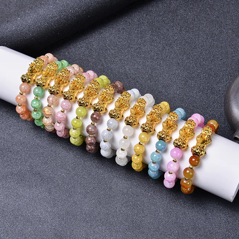 

2021new Style Gold Plate Color Retention Lucky Pixiu Bracelet Couples Carnelian Crystal Bracelets