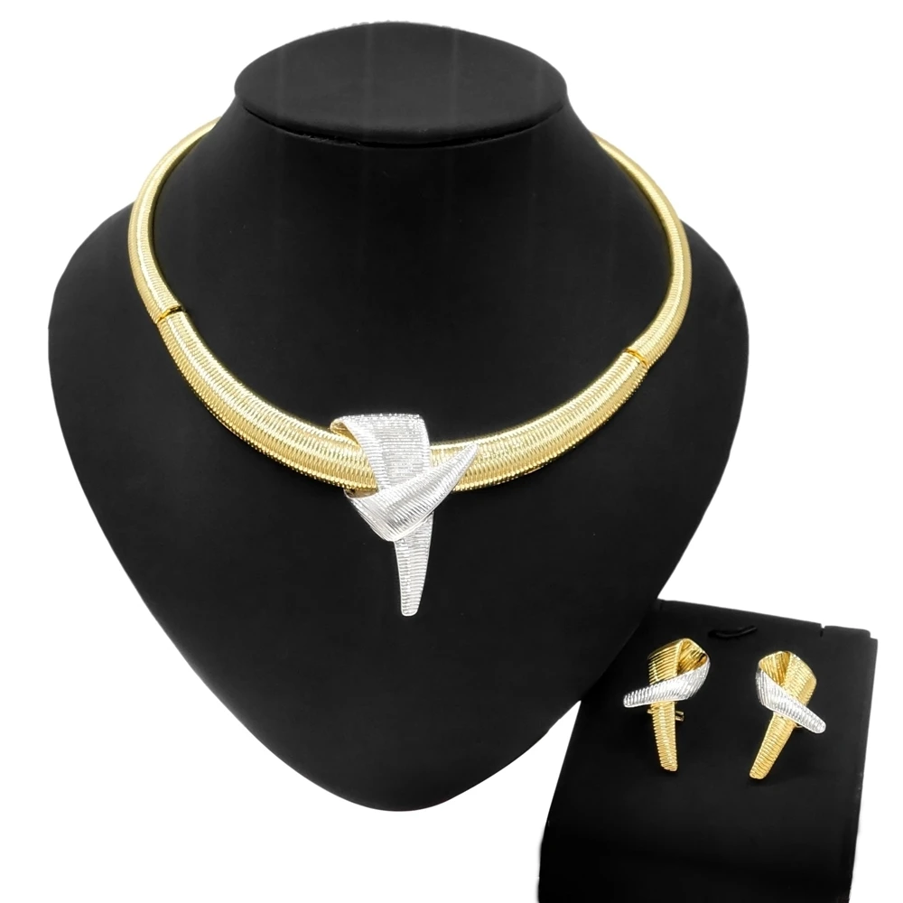 

Yulaili New Gold-Plated Fashion Jewelry Set Necklace Earrings Beautiful And Noble Wholesale Women Spot 2 pieces Jewellery Sets