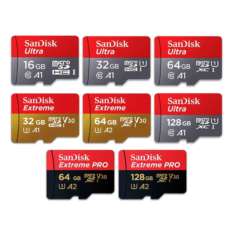 
SanDisk 32GB 64GB 128GB 200gb 256GB 400gb Flash Micro TF SD Cards A1 Ultra Class 10 U1 Memory Card 