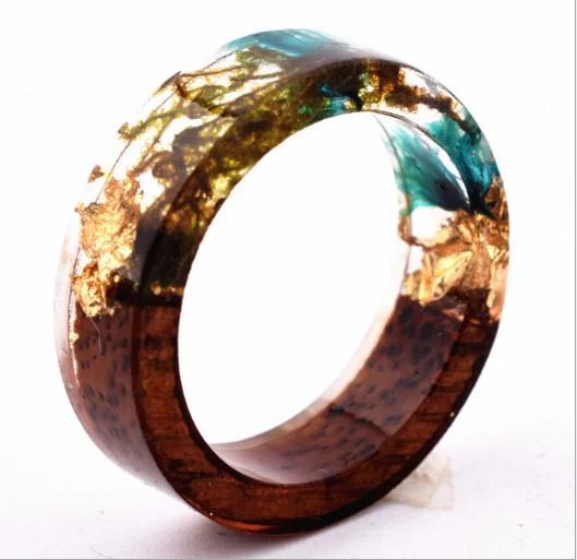 

Women Men Party Wooden Round rings for men Vintage Clear Wood Resin Handmade Dried Flower Epoxy Rings secrets wood ring, Colorful