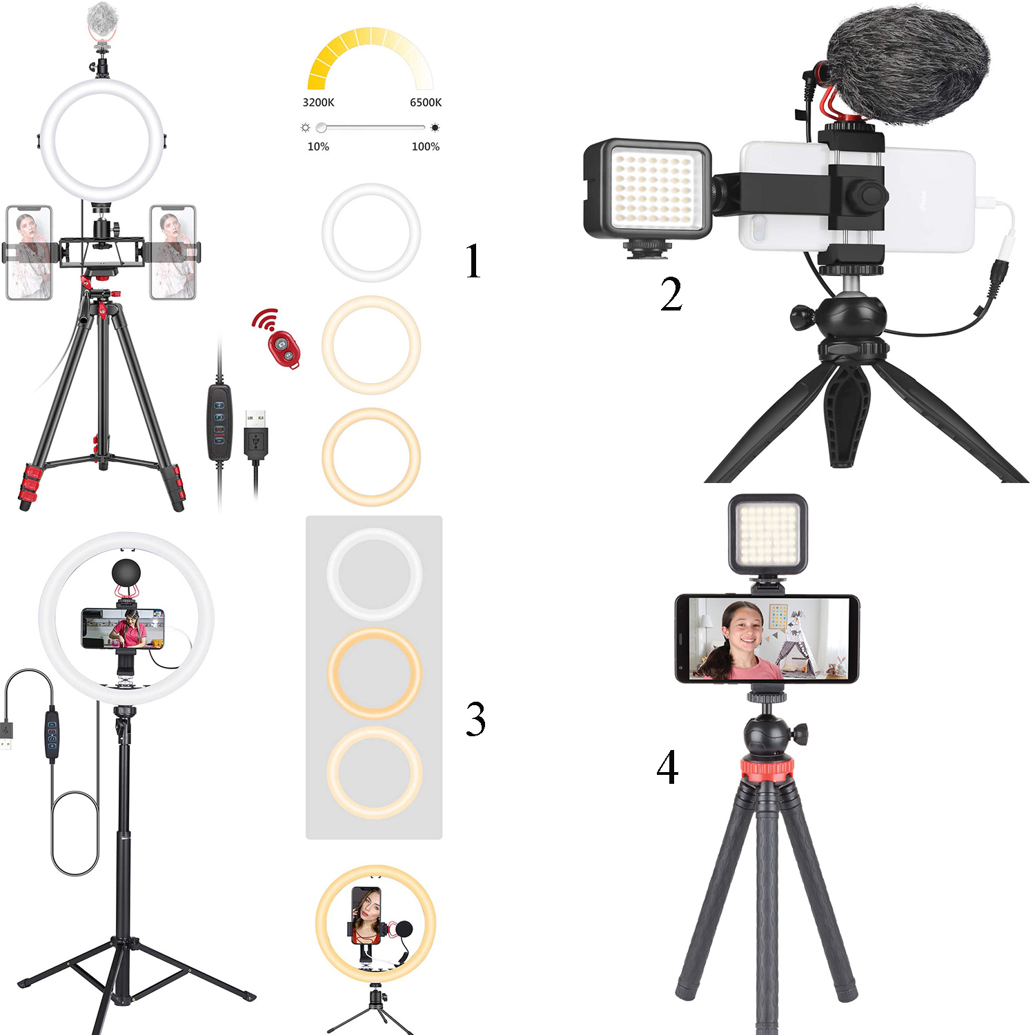 

Smartphone Video Microphone Kit with LED Light Phone Holder Tripod , Vlog YouTube Filmmaker Video Kit for iPhone 7 8 X XS MAX