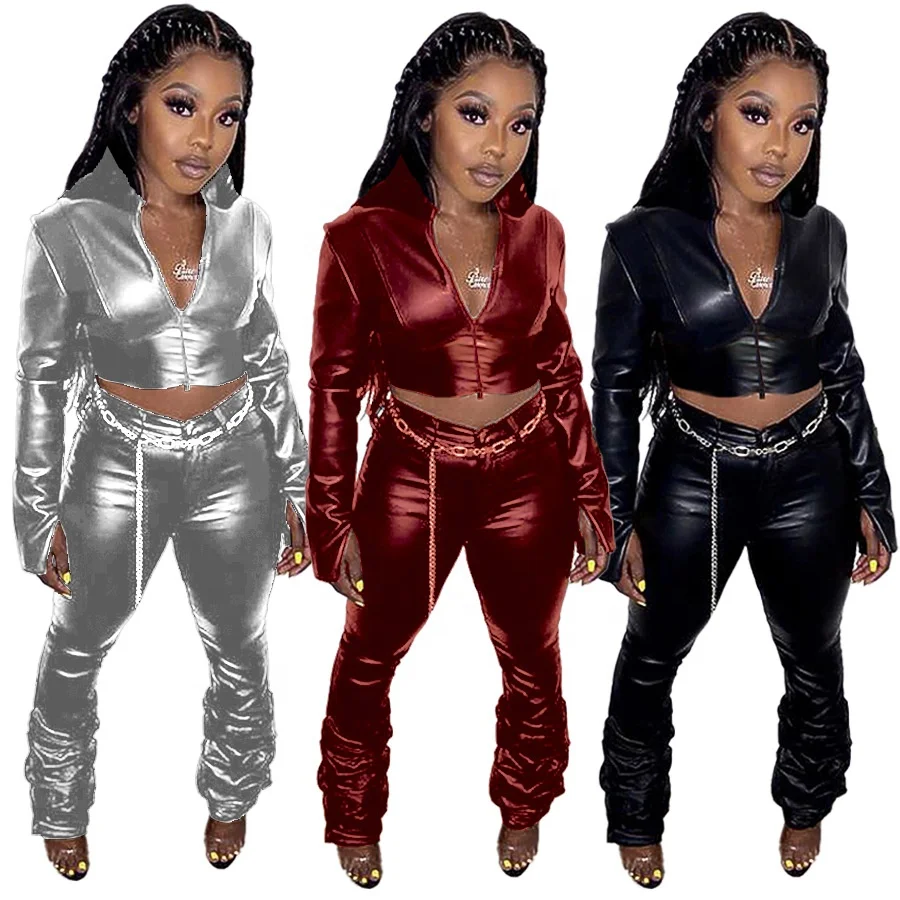 

MT126-3595 Sexy High Waist Lace Up PU Leather Bandage Leggings Tight Pants