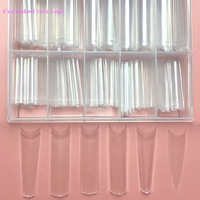 

200Pcs Half Cover Straight C Curve Square XXXL XXL False Nail Tips Set With Box Clear Square Nail Tips, Picture