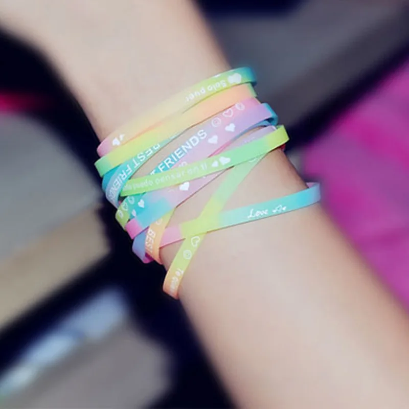 

Hot Sale Special Personality Custom Alphabet Couple Silicone Fluorescent Bracelets For Women And Girls
