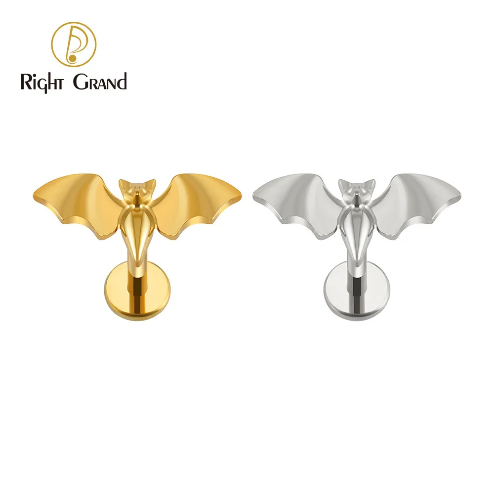 

Right Grand ASTM F136 Titanium Bat Earrings Piercing Gothic Vampire Animal Stud Tragus Helix Cartilage Earring