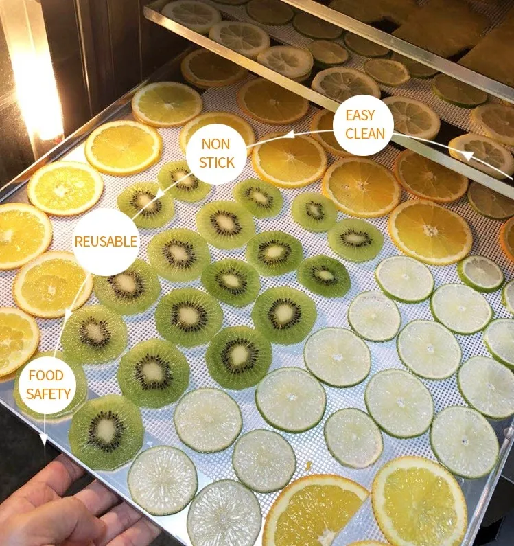 

Silicone Dehydrator Sheets Non-stick Fruit Dehydrator Mats Reusable Steamer Mesh Mat Baking Mats for Fruit Dryer, White
