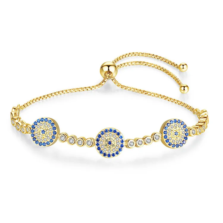 

Qings 925 Sterling Silver Adjustable Lucky Blue Evil Eye Chain Bracelet With Sparkling Cubic Zirconia for Women Girls