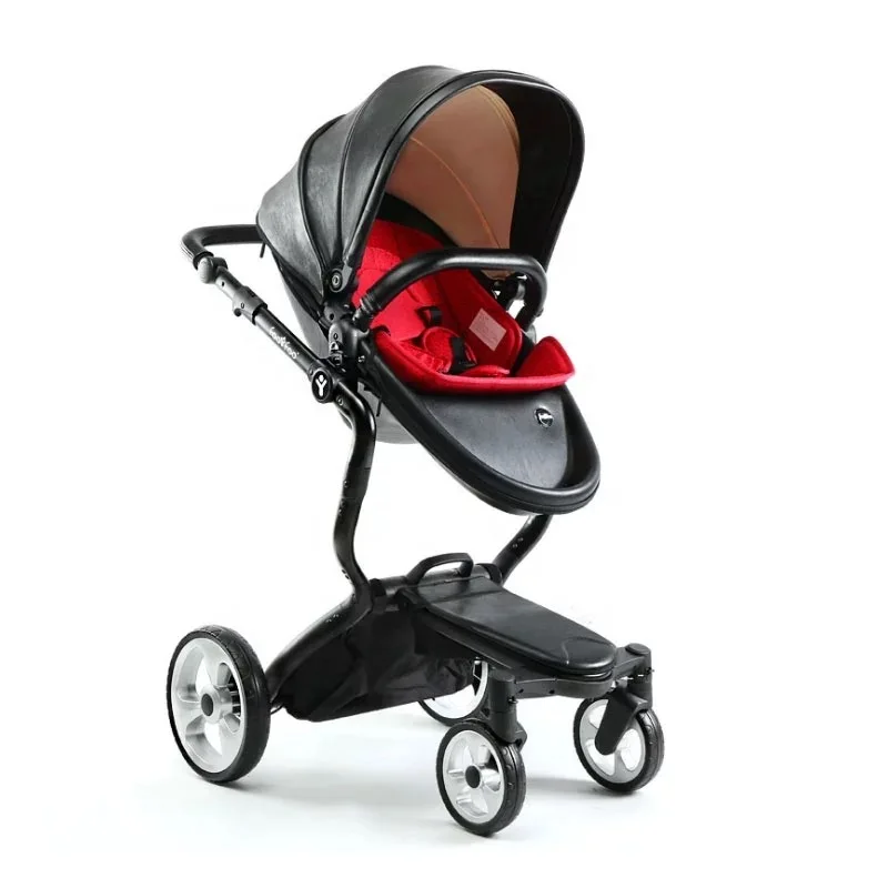 

Fashion PU Leather Baby Stroller 2 in 1 travel system and Bassinet, Black, white , brown customized