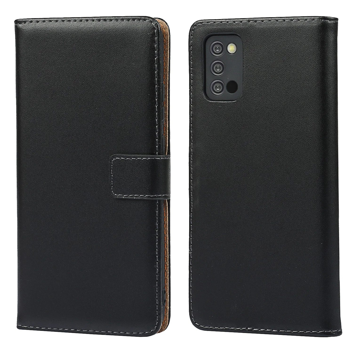 

Newest Fashion Genuine Leather Wallet Case For Samsung Galaxy A02s With Stand Card Slots, As pictures