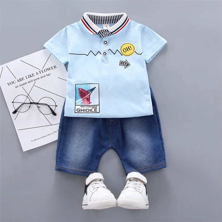 

China Manufacturer Wholesale Promotional Cute T Shirt Pants Cotton Boys Clothing Sets, A/b