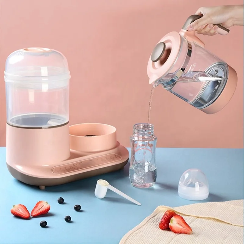 

Dryer electric steam sterilization pacifiers bottle baby milk formula dispenser machine with bottle, Pink