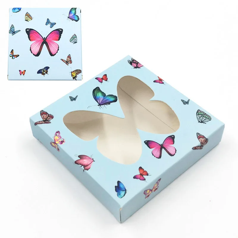 

square butterfly holographic custom eyelash packaging box