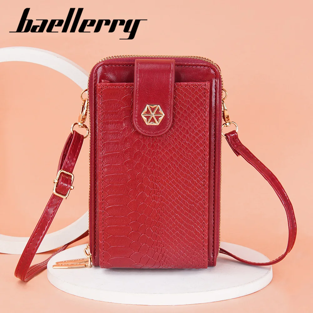 

baellerry small brown crossbody phone purse snake pattern pu leather double zipper women small messenger shoulderbag money bag