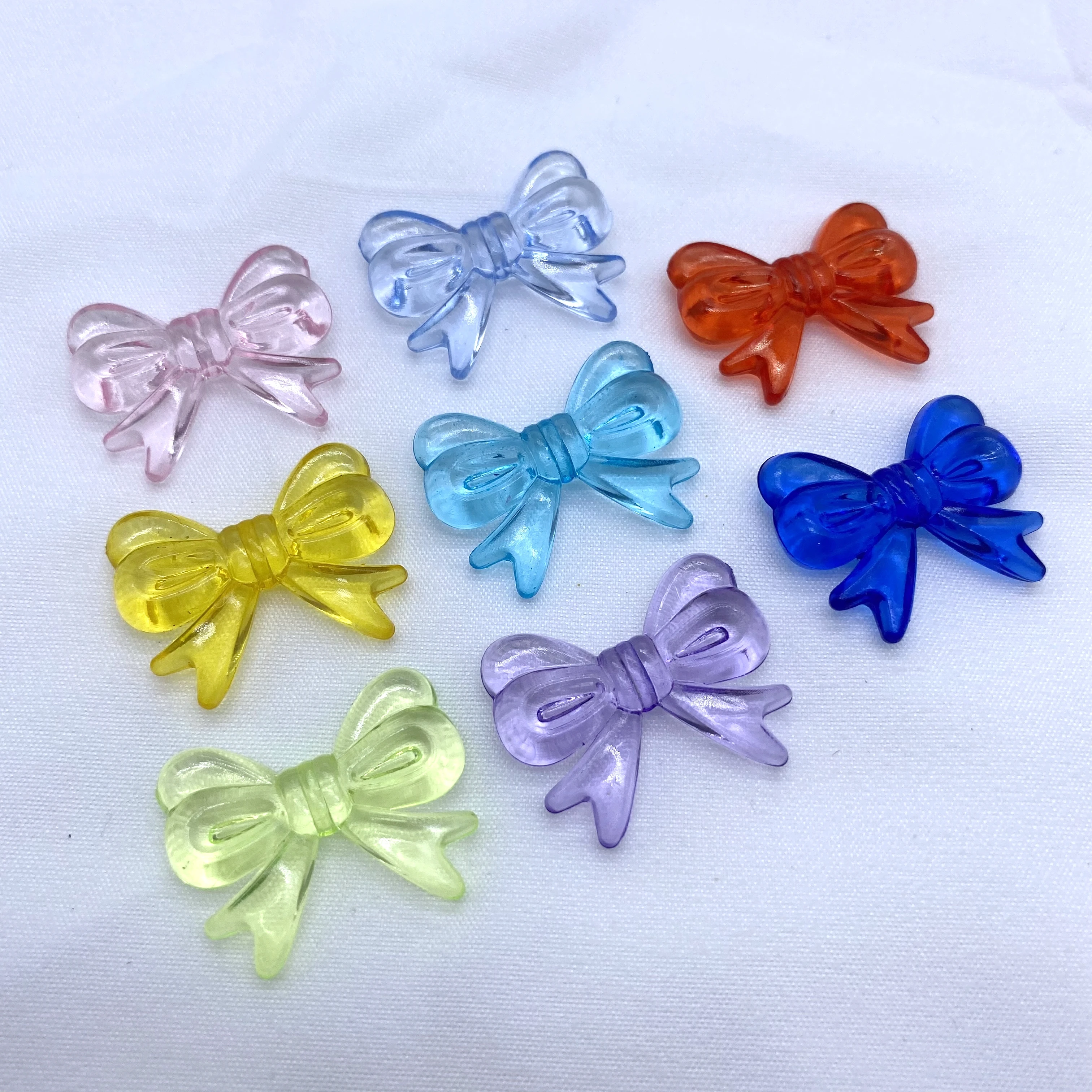 

Acrylic Butterfly shaped Transparent bow loose beads Straight hole bead For Diy Hair Jewelry Accessories
