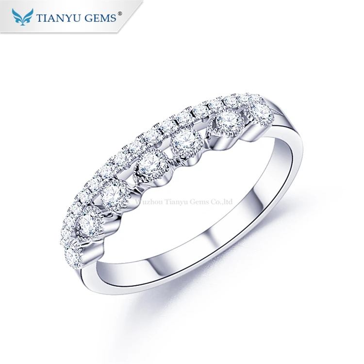 

Tianyu gems ladies jewellery fashion moissanite white gold ring brand cheap price