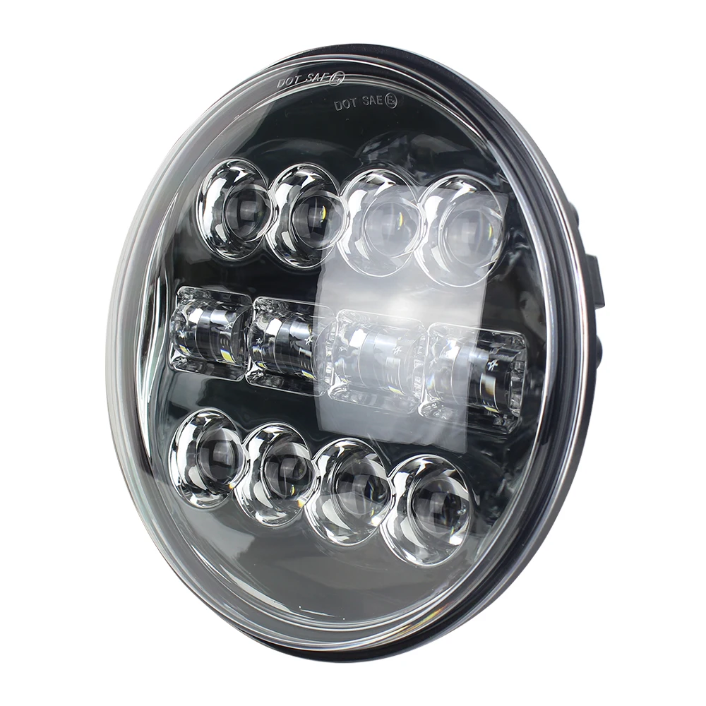 Chrome 7 inch 60W Led Headlight Hi-low Beam Projector Headlamp For Motorcycle