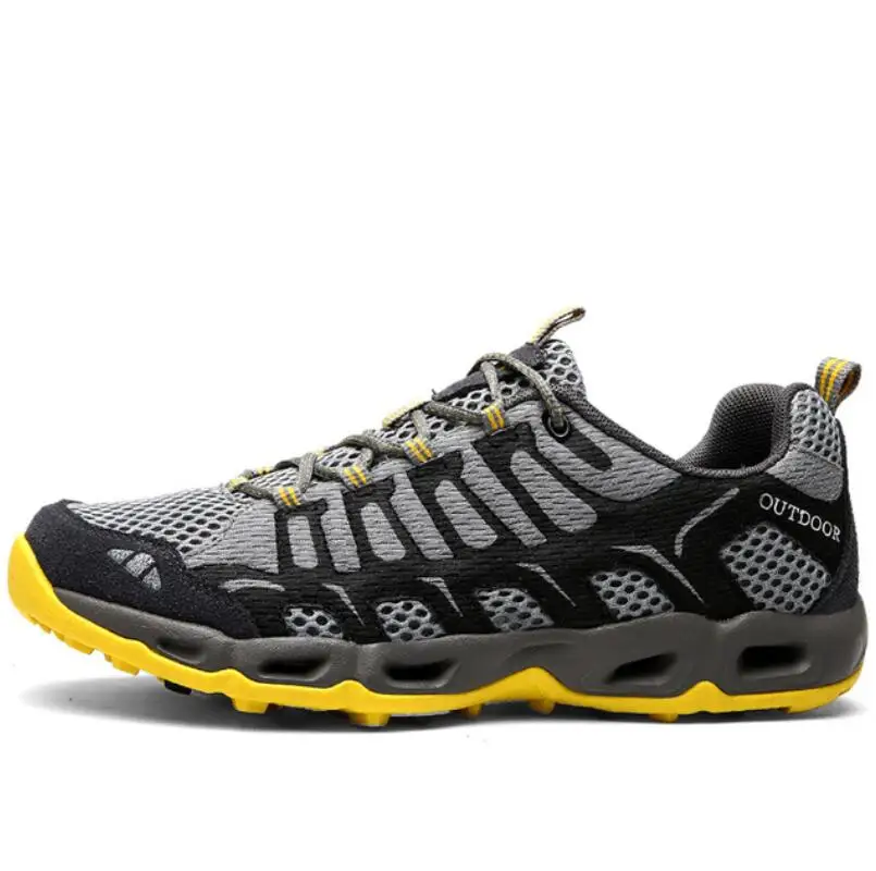 

Outdoor summer breathable mesh leather quick-drying mountain climbing hiking shoes, Gray, blue, black, purple, red, light gray