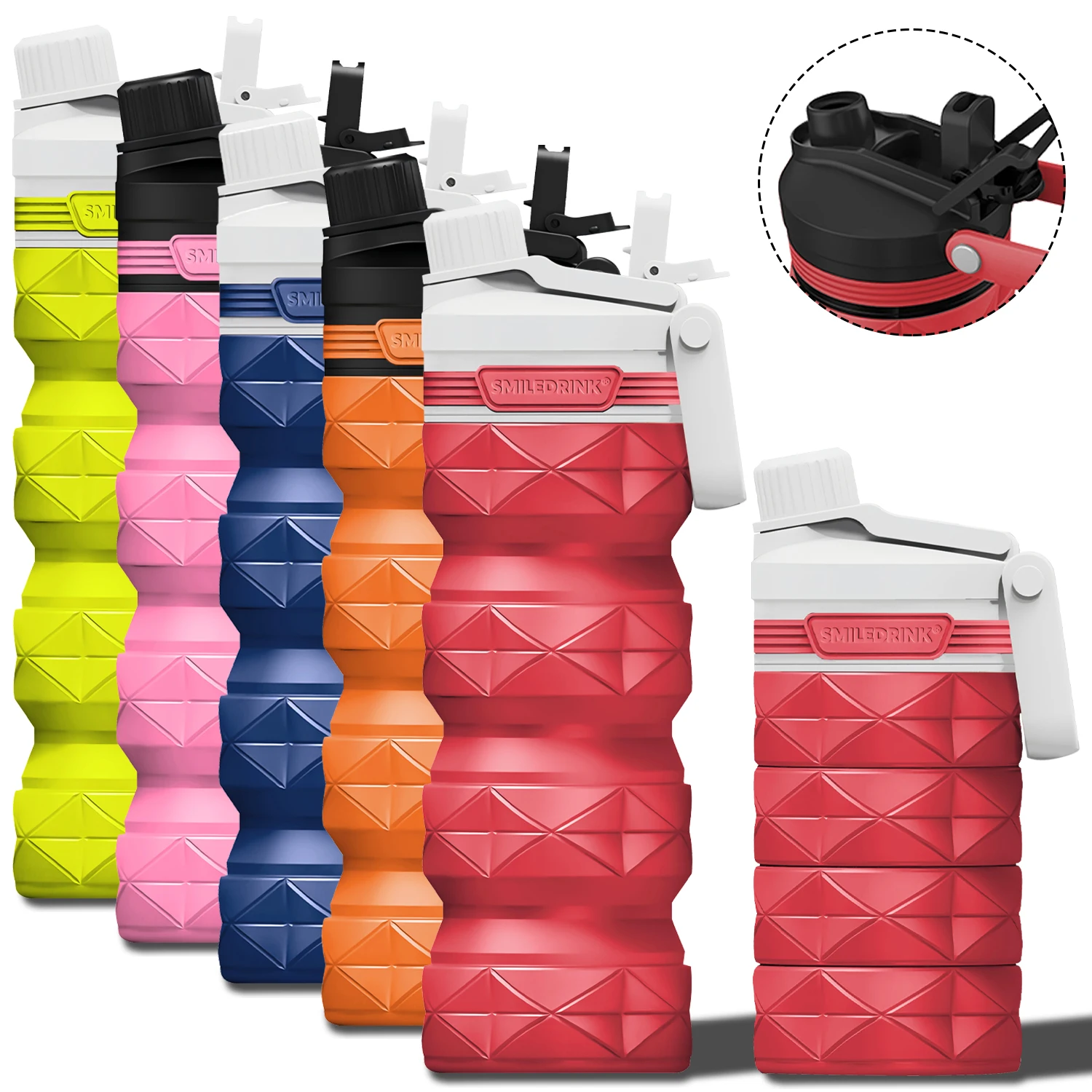 Collapsible BPA Free Silicone Water Bottle Portable Leakproof Easy Clean Travel Friendly Silicone Water Bottle