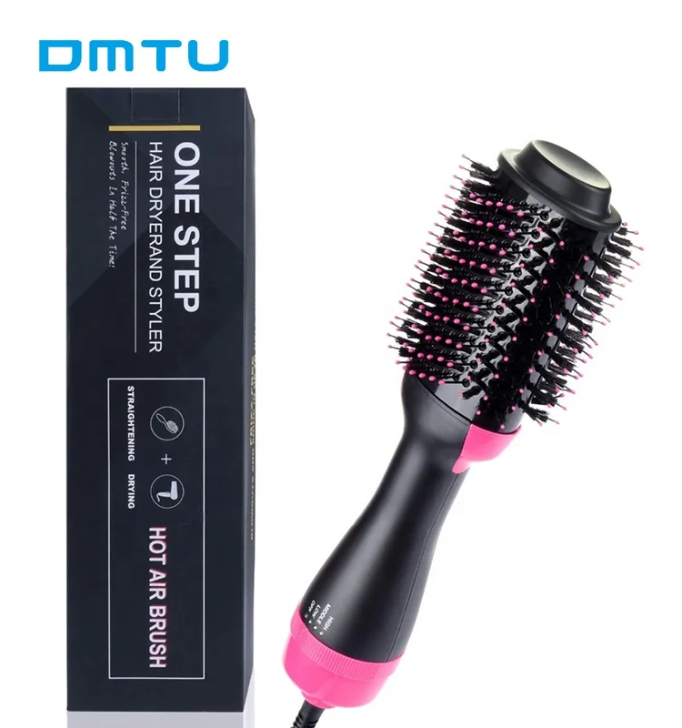 

DMTU 2020 Amazon hotsell Rotating Salon 1000W Hair Straightener Volumizer one step hair dryer Hot Air Brush one step hair dryer, Black+pink,blue (customized as you request)