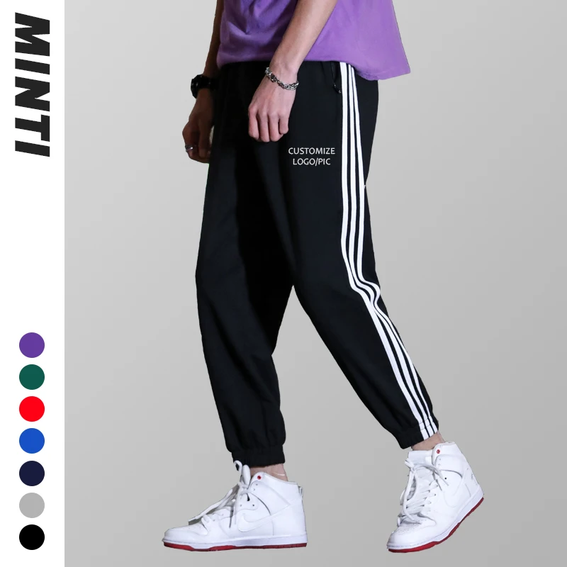

Custom bulk private label three bars basic classic fitness blank cotton jogger sweatpants with customize logo