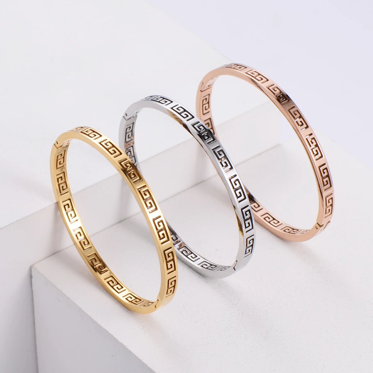 

DRDRM pulseira de mao 18k gold plated fashion stainless steel bracelet woman bangle jewelry, Rose gold,gold,silver