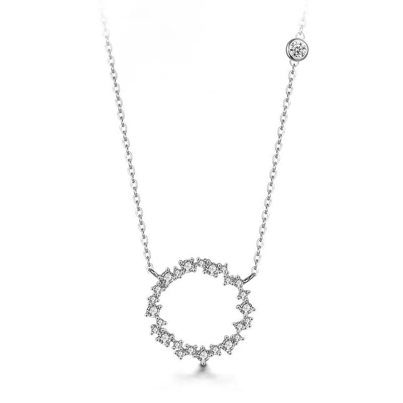 

Jachon Clear Fashion Shiny Zircon Irregularly Circular Shaped Jewelry S925 Silver Plated Women Necklace