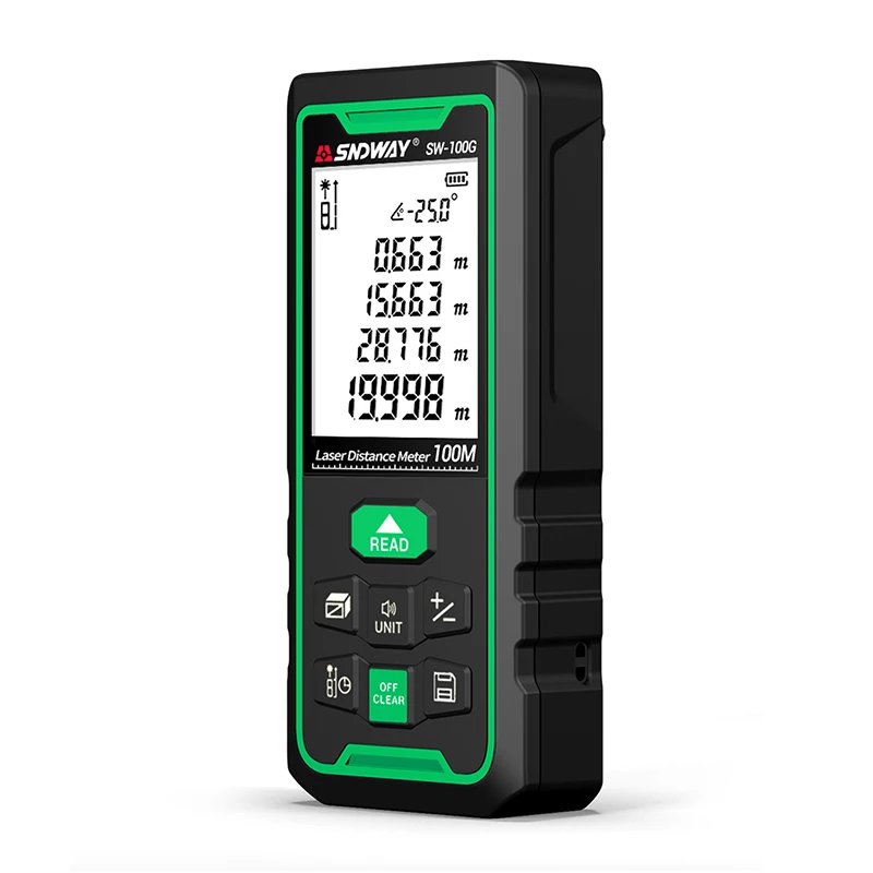 
SNDWAY Laser Distance Meter Green Rangefinder 100m 70m 50m Outdoor Range Finder with tilt angle 