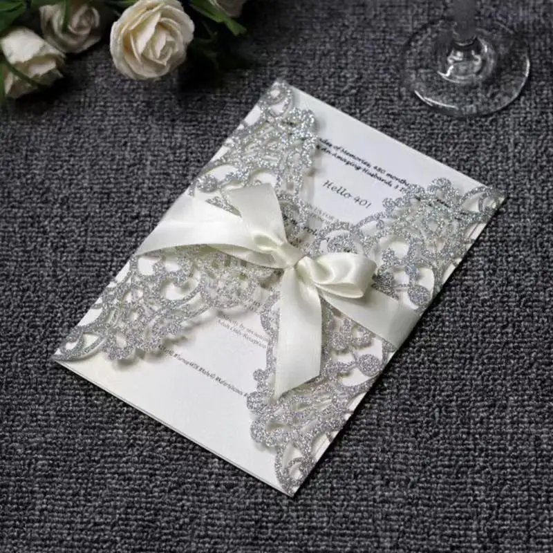 

Europe Wedding Invitations Flower Pattern Laser Cut Greeting Cards Customize Luxury Invitation Cards Printing Inner Pages