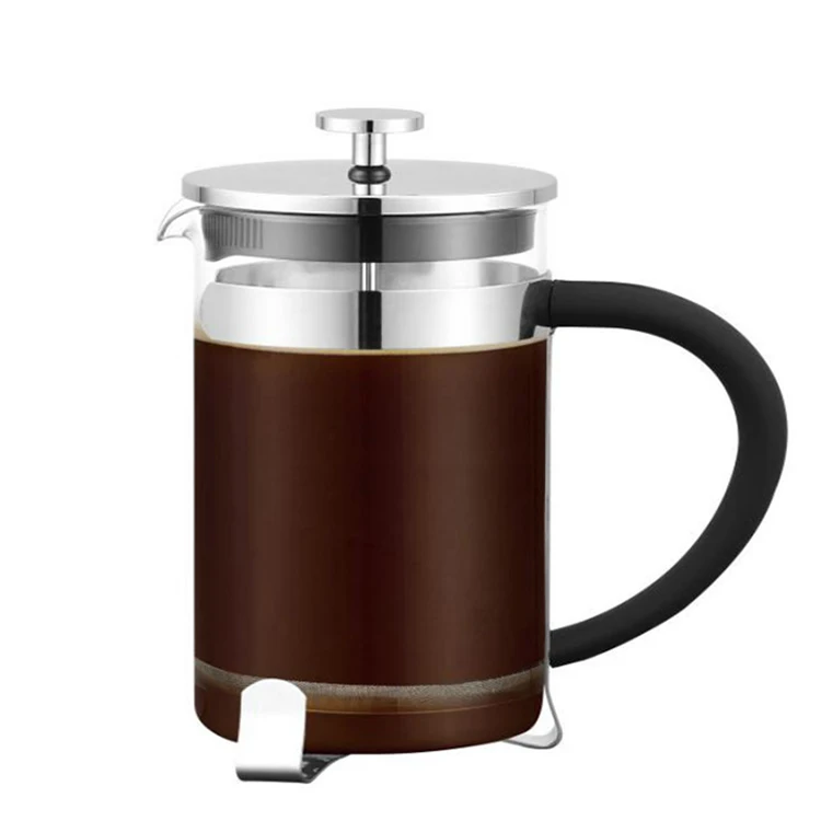 

Protable 800ml Espresso With Lild Household Hand High Borosilicate Glass French Press Coffee Maker Espresso With Lild, Sliver