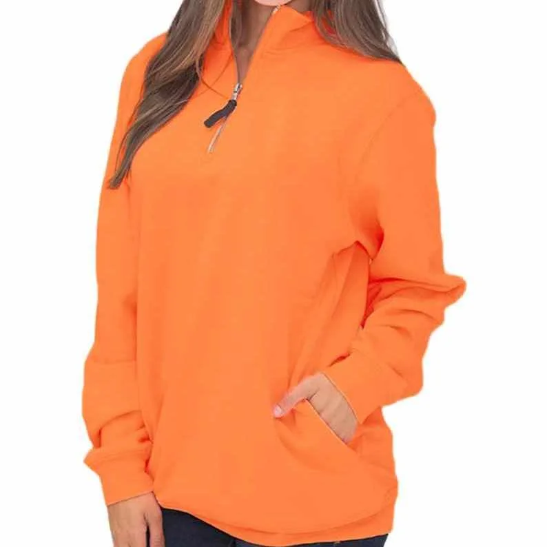 

Fashion Solid Color Long Sleeve Zip Pullover Women Sweatshirt