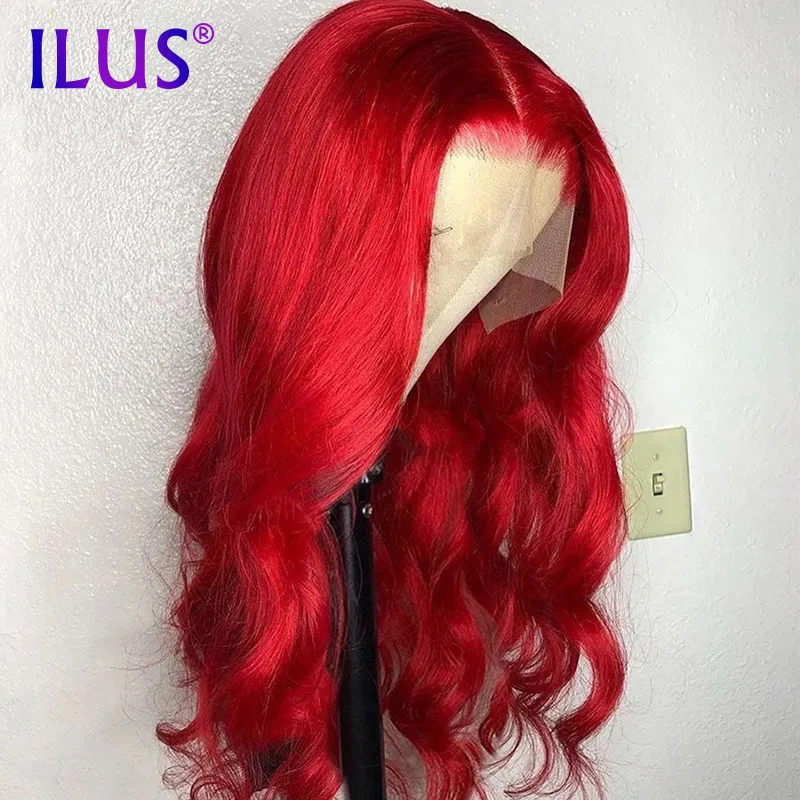 

Wholesale Wigs 100% Human Hair Vendors Loose Wave Red Color 180 HD Transparent Full Lace Frontal Human Hair Wigs For Black Women