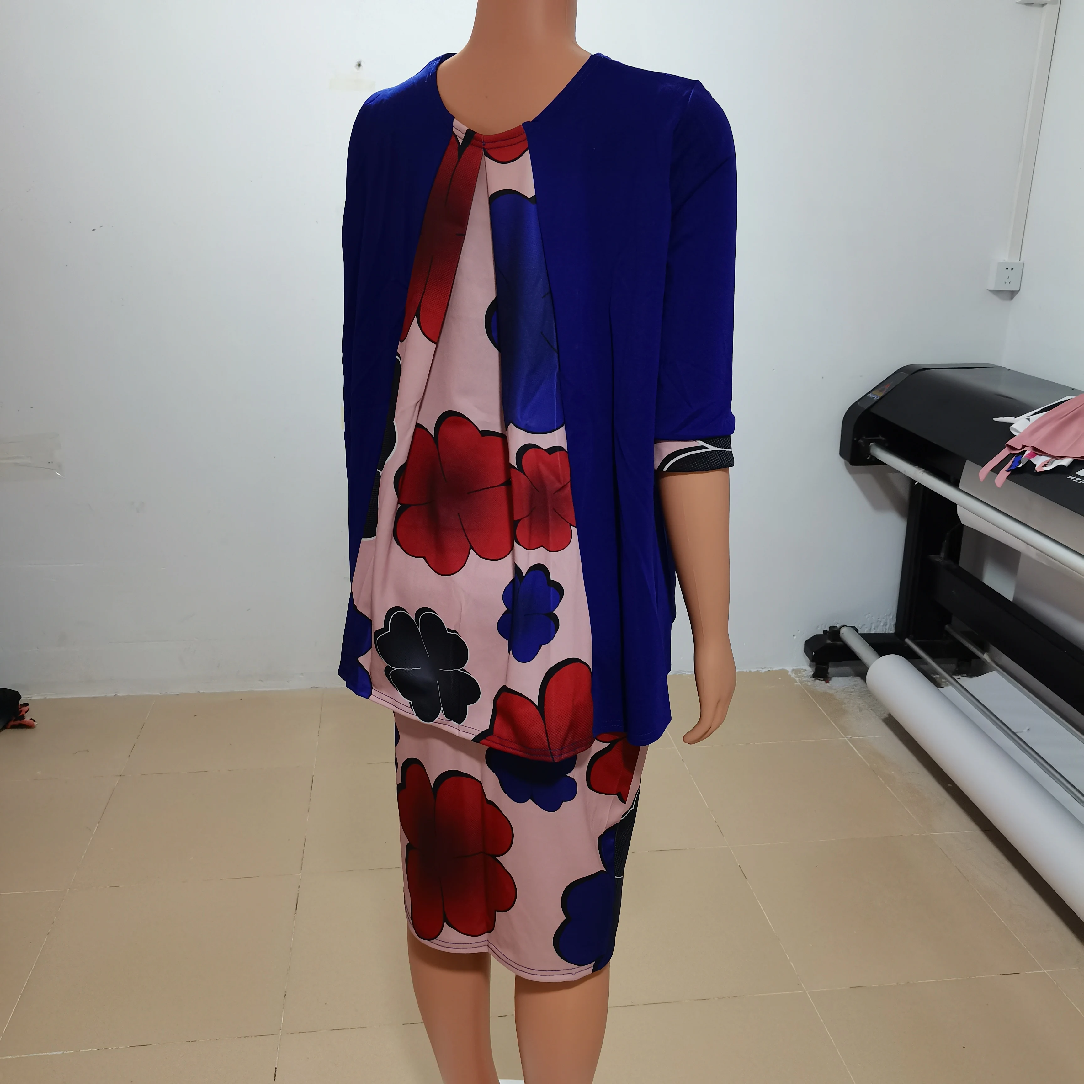 

2 Piece Suits Plus Size Dress With Jackets For Office Lady, Customized color