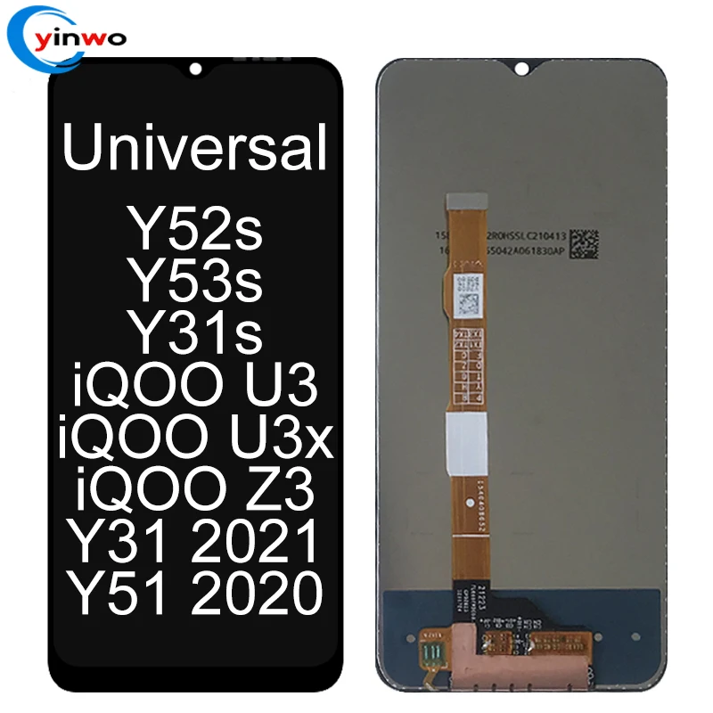 

LCD Display Touch Screen For Vivo Y52s Y53s Y31s iQ00 u3 iQ00 u3x iQ00 Z3 Y31 2021 Y51 2020 LCD, Black