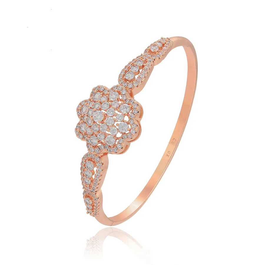 

A00499223 xuping jewelry fashion design elegant petal full diamond rose gold luxury women's indian bangle