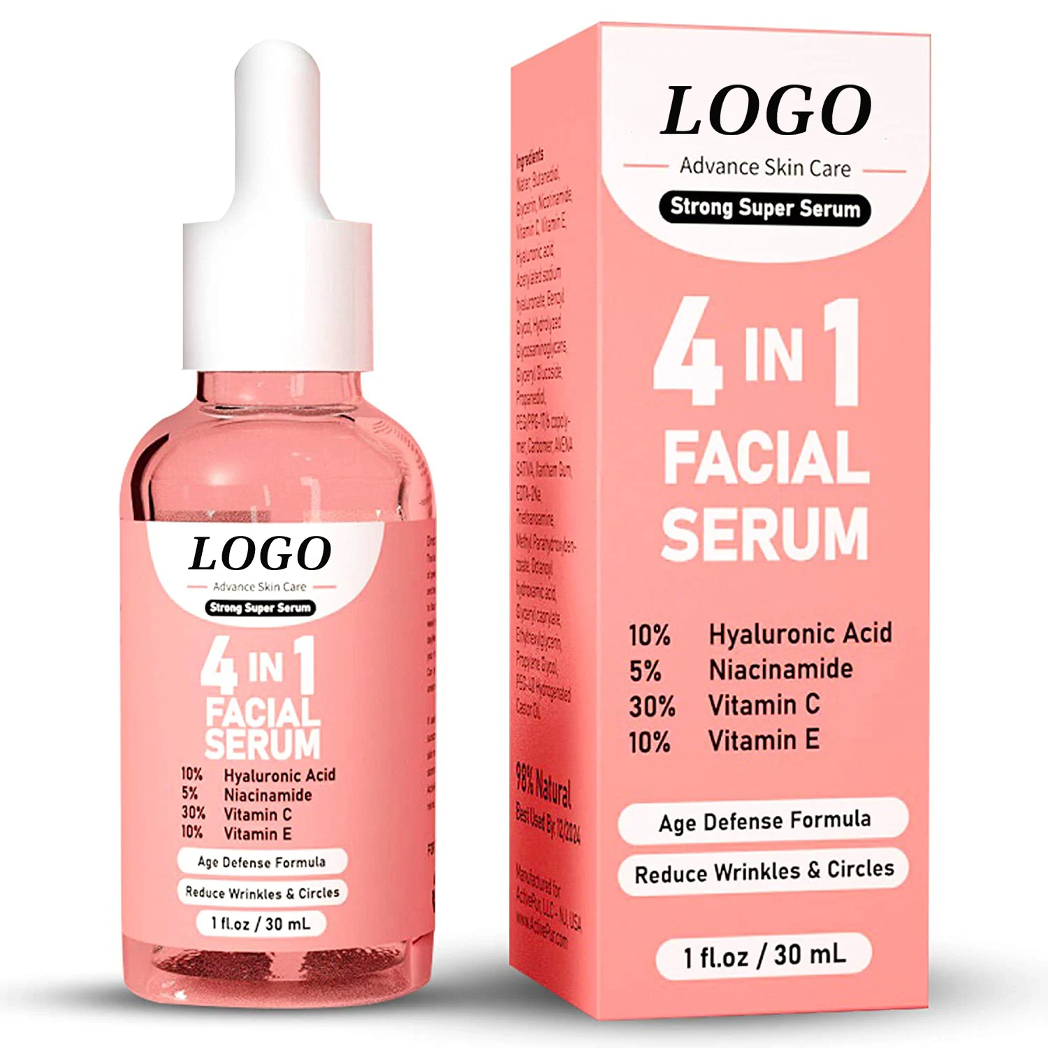 

AiXin OEM ODM Anti Wrinkle HA Niacinamide Vitamin E Vitamin C Face Serum Glowing Skin Brightening Whitening Serum 4 in 1 Serum