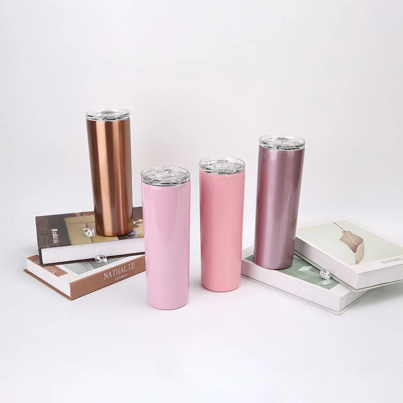 

Amazon Double Wall Stainless Steel Insulated Skinny Water Tumbler 20oz Straw Tumbler with Lid for Coffee, Tea, Beverages, Customized colors acceptable