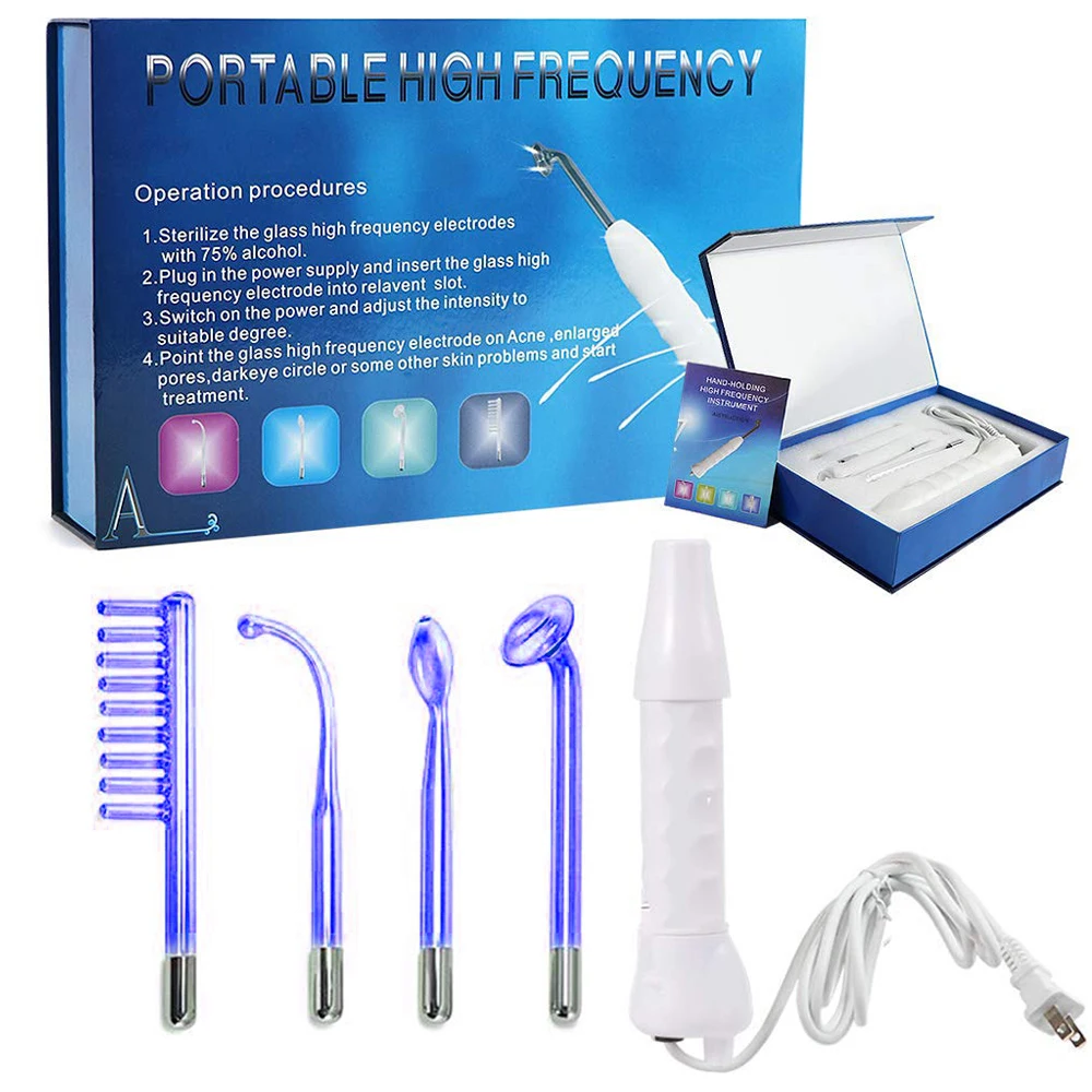 

New products Professional Facial Beauty Tools Portable High Frequency Facial Wand Machine with 4 Tube