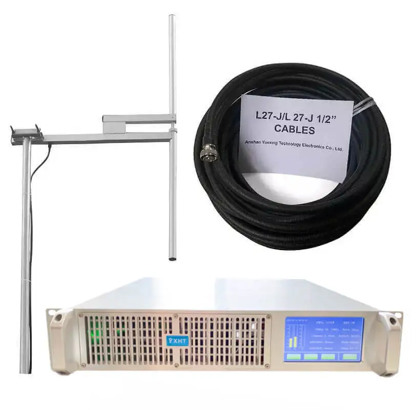 

Digital Silver Metal Touch Screen YXHT-2 600W FM Transmitter + 1-Bay Antenna + 30 Meters Cables with Connector 3 Equipments