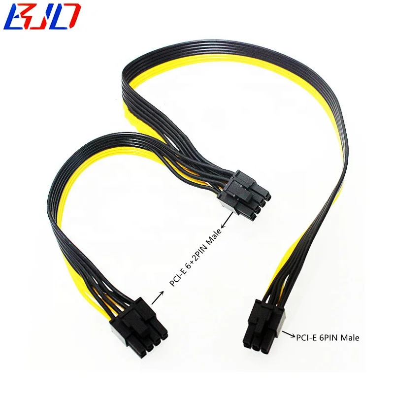 

ATX 6Pin Male to Dual 8Pin 2 * 6+2 Pin Male Graphic Card Adapter Splitter Power Cable 18AWG 40/50/60cm+20cm