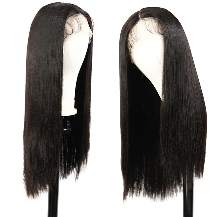 

Brazilian Straight Lace Part Human Hair Wigs Pre-Plucked Long Wigs for Black Women Human Hair With Baby Hair Natural Color 1B, Natural colors
