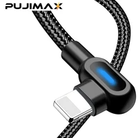 

PUJIMAX Wholesale 0.25m/1m/2m Durable 90 degree gaming charging cable braided data cable for iPhone7/8/X/11