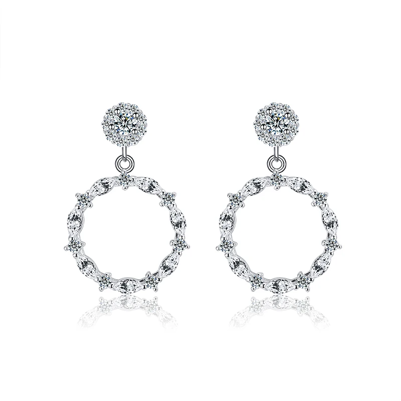 

RINNTIN SE290 Elegant Female Crystal Zircon Jewelry 925 Sterling Silver Earrings for Women 2020