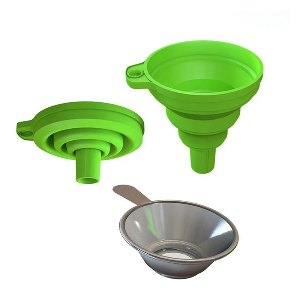 

New Design Kitchen Silicone Collapsible Funnel Folding Portable Funnels, Red,yellow,orange,green,blue or custom color funnel