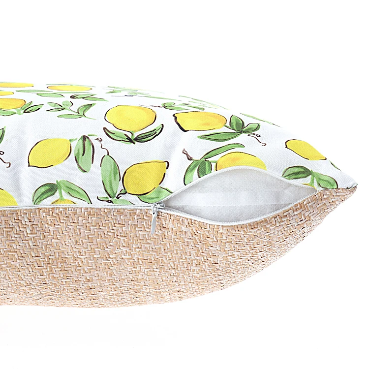 Bright Yellow Watercolor Lemons And Green Leaves Outdoor Pillow