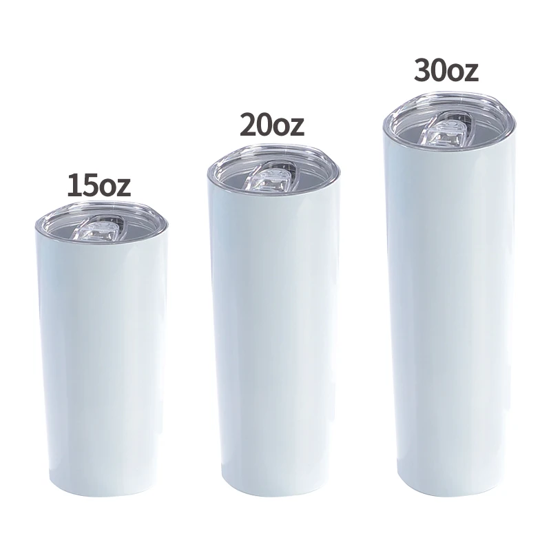 

Ready To Ship 15oz 20oz 30oz Glitter Stright Stainless Steel White 20 Oz Straight Skinny Blanks Sublimation Tumblers, Customized color