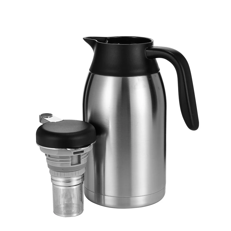 

Wholesale Stainless Steel Vacuum Double Wall Coffee Pot Thermos Kettle With Tea Infuser 1L 1.5L 2L, Steel or customized color