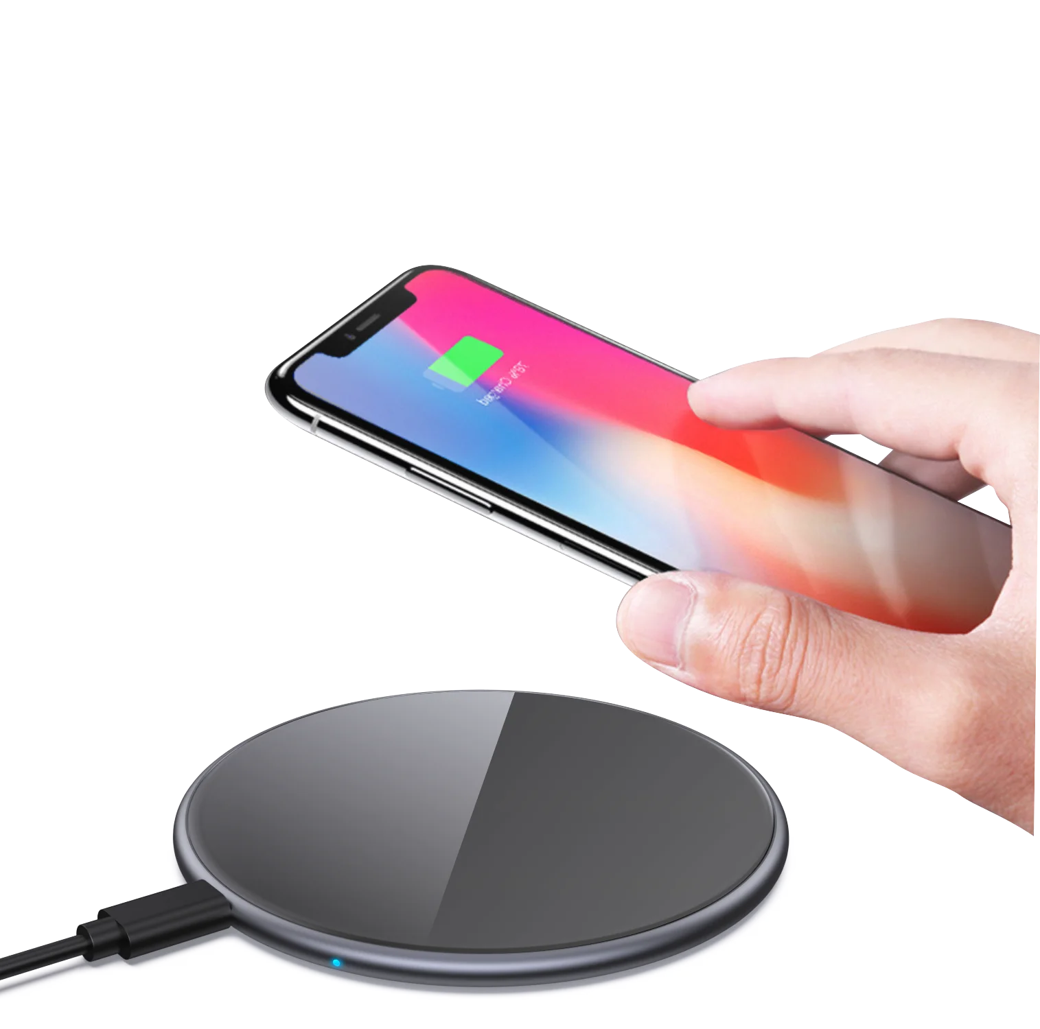 

15W Qi Wireless Fast Phone Charger USB Charging Pad, White,black