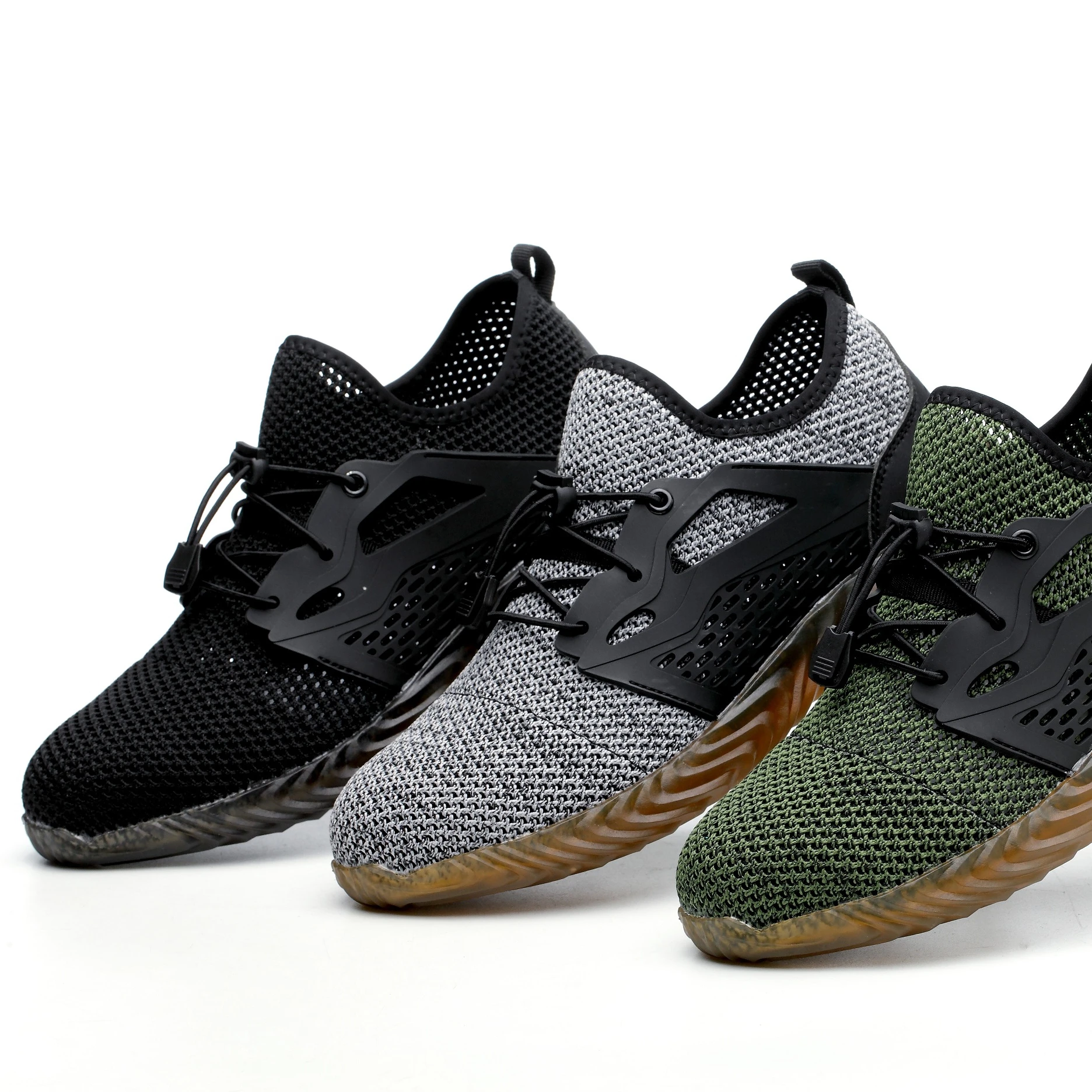 

2020 esd brand construction price steel toe working men's casual fashion sneakers hiking safety shoes, Green,black,gray